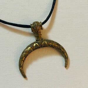 Crescent Lunula Bronze Pendant Necklace - adjustable